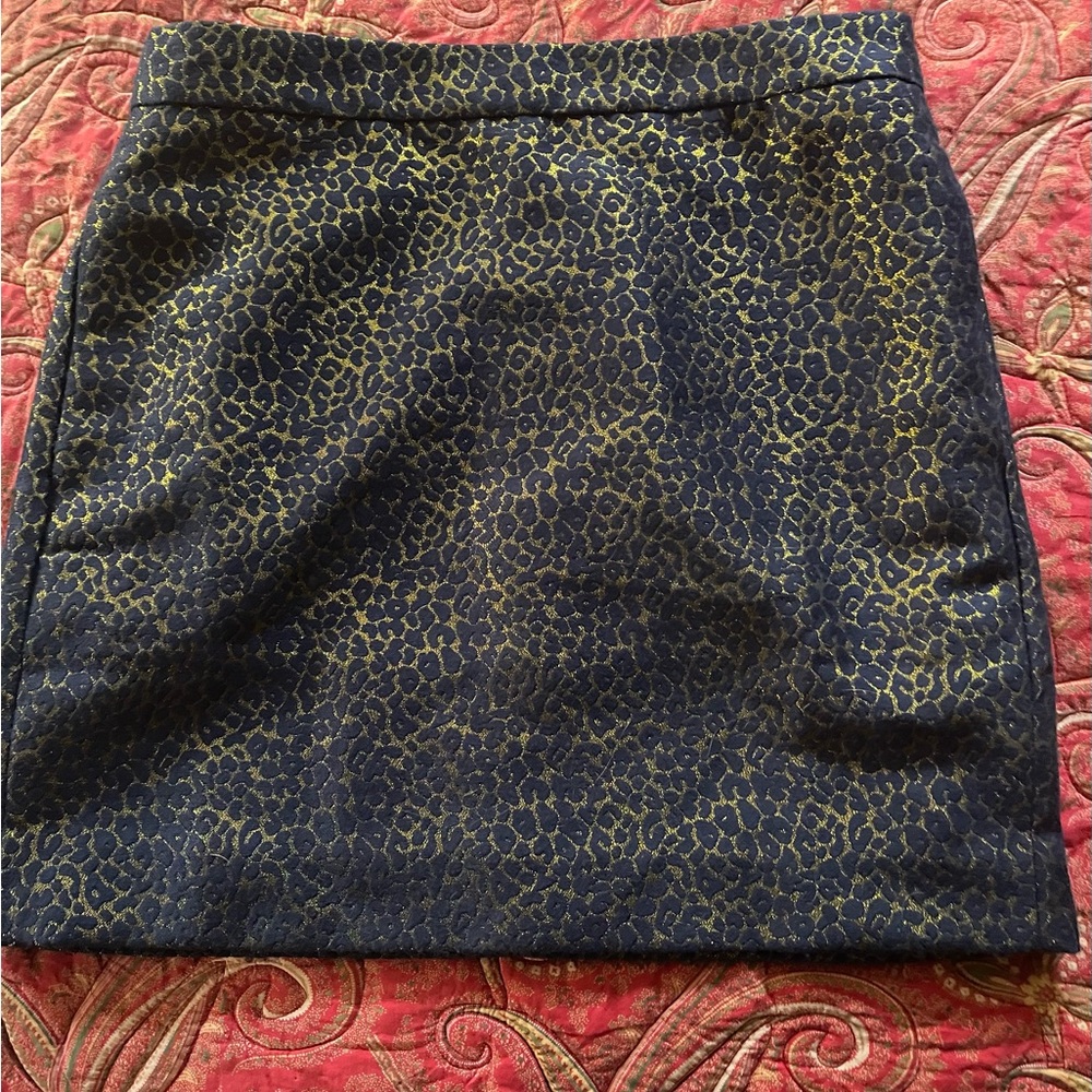 J. Crew Navy and Gold Pencil Skirt